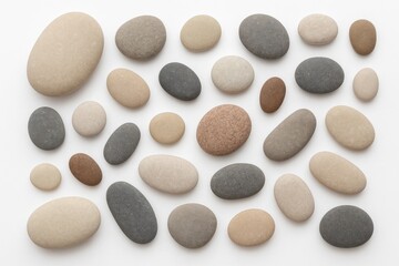 Collection of white stones on a plain background