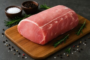 Fototapeta premium Uncooked pork loin prepared for meal preparation