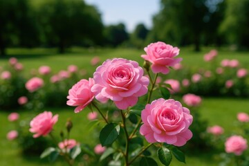 Capturing delicate pink blossoms in a serene park setting