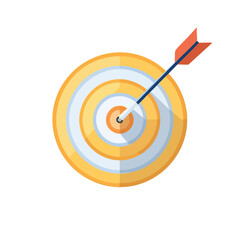 Flat Style Target Board with Dart Vector