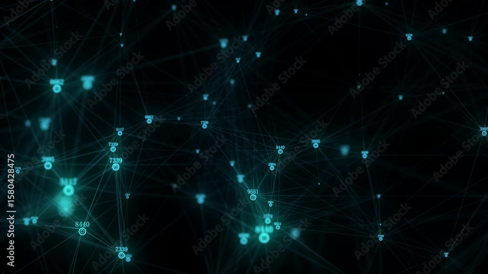 Poster business futuristic backdrop. network connection structure cyberspace with moving particles and numb