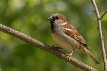 Spanish Sparrow perched on a branch