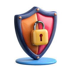 Colorful shield with padlock for security concept.