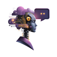 Futuristic AI concept with robotic features.
