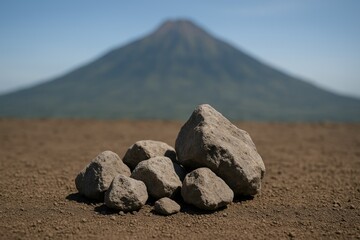 A Collection of Various Stones Overlooking a Mountain View