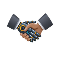 Handshake between human and robot partnership.