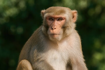 Fototapeta premium Rhesus macaque primate species originating from a famous island