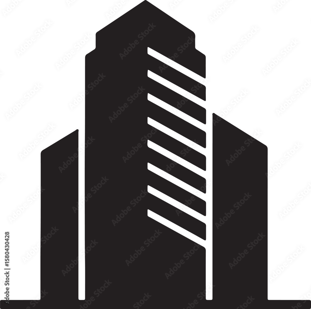Aufkleber modern abstract black and white building silhouette representing architecture design and constructio