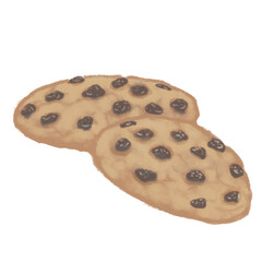 chocolate chip cookie icon or art on transparent background