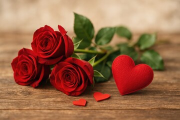 Elegant still life featuring vibrant red roses for a romantic theme with a soft-focus effect