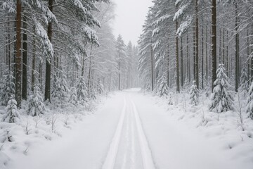 Obraz premium Winter trail through the woods