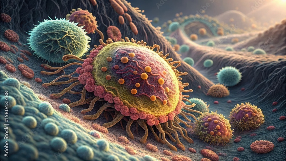 Poster microscopic view of bacteria colonies forming unique patterns