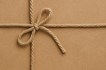Decorative ribbon arranged on vintage kraft paper surface