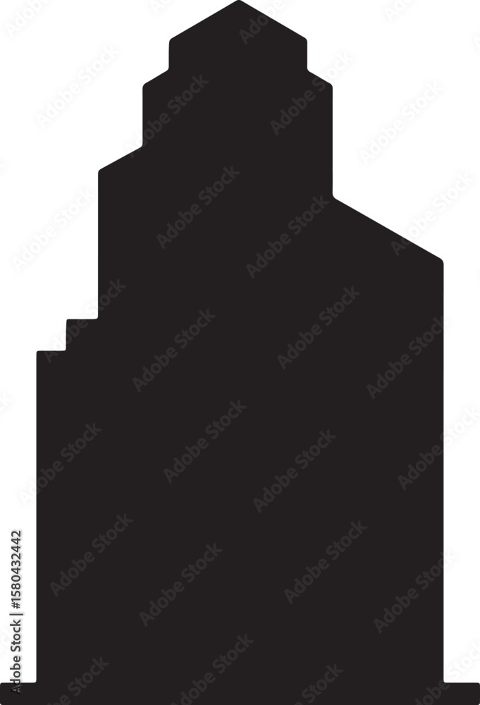 Poster silhouette of a modern skyscraper building representing architecture and urban development