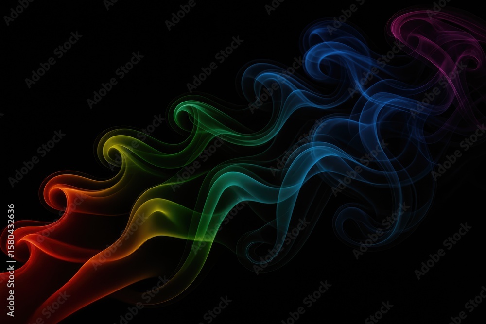 Poster vivid smoke art creating dynamic abstract patterns on dark backdrop