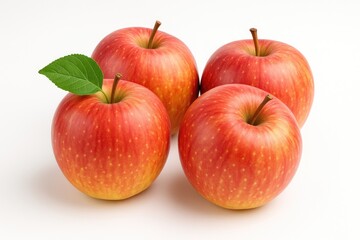 Freshly picked apples displayed against a plain white backdrop