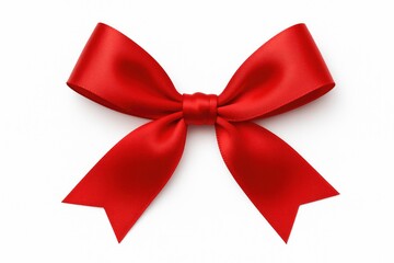 Fototapeta premium Elegant red satin silk bow tie for gift wrapping, perfect for birthdays and Christmas presents, isolated on white background with clipping path