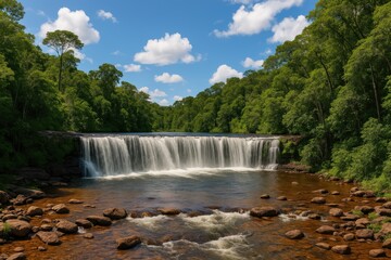 Beautiful waterfall scenery in a lush landscape