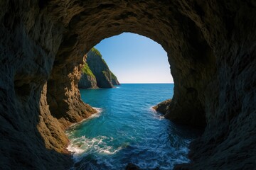 Sea cave along Otamoi coast near Otaru in Hokkaido