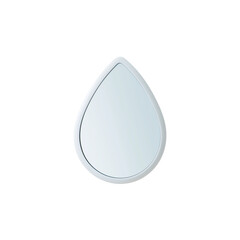 Teardrop-shaped mirror with white frame