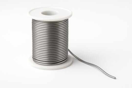 Solder wire coil against a plain white backdrop