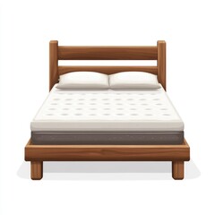 Layered Mattress on Wooden Bed for Interior Design
