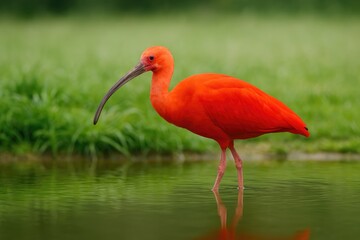 Scarlet ibis (Eudocimus ruber): A vibrant bird species from the Threskiornithidae family