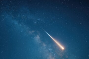 A falling star streaking across the night sky