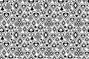 Black and white pattern of card suit symbols