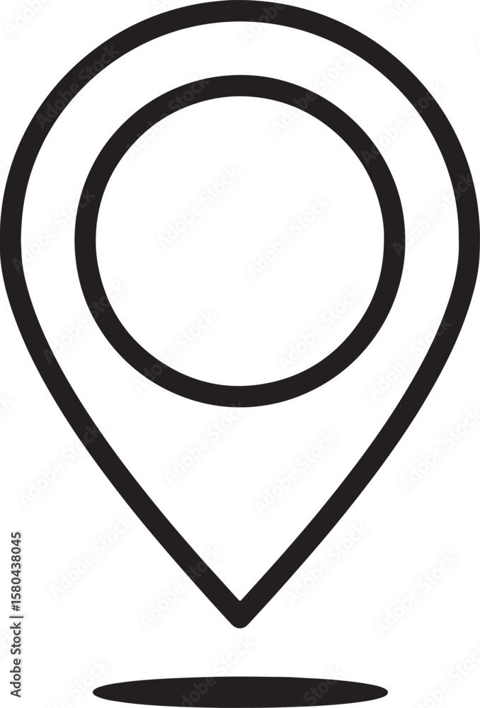 Poster simple black outline location pin icon for web and mobile applications and design concepts