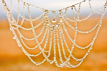 Dew-kissed spiderweb, intricate design