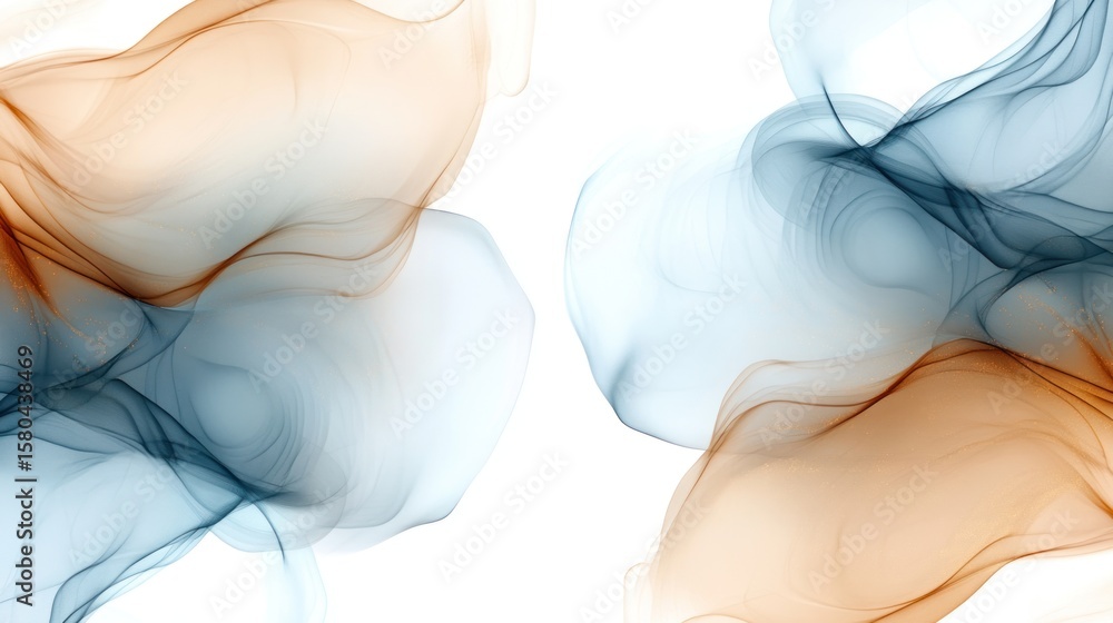 Poster abstract interplay of flowing forms in muted tones.