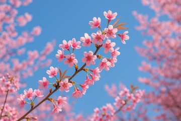 The stunning pink blossoms of Prunus cerasoides bloom in early year across northern regions