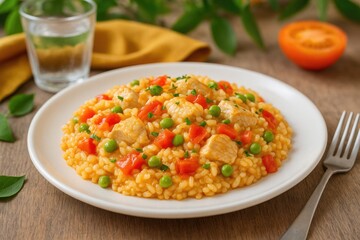 Creamy rice dish with a focus on details
