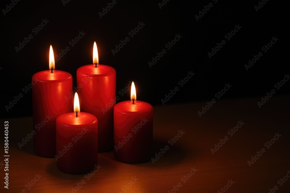 Poster dark background with red candles and ample space for text