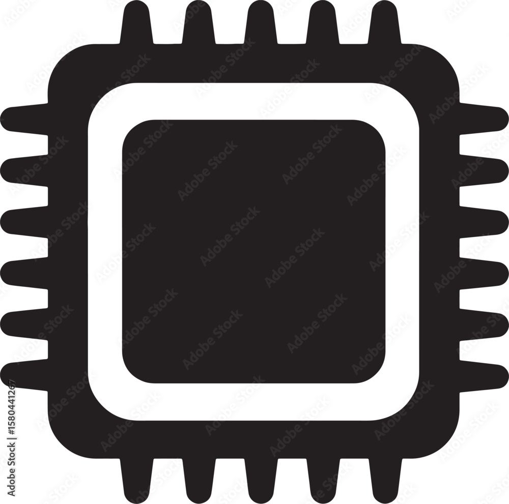 Fototapete Vector icon depicting a microchip processor representing computer technology and information processing