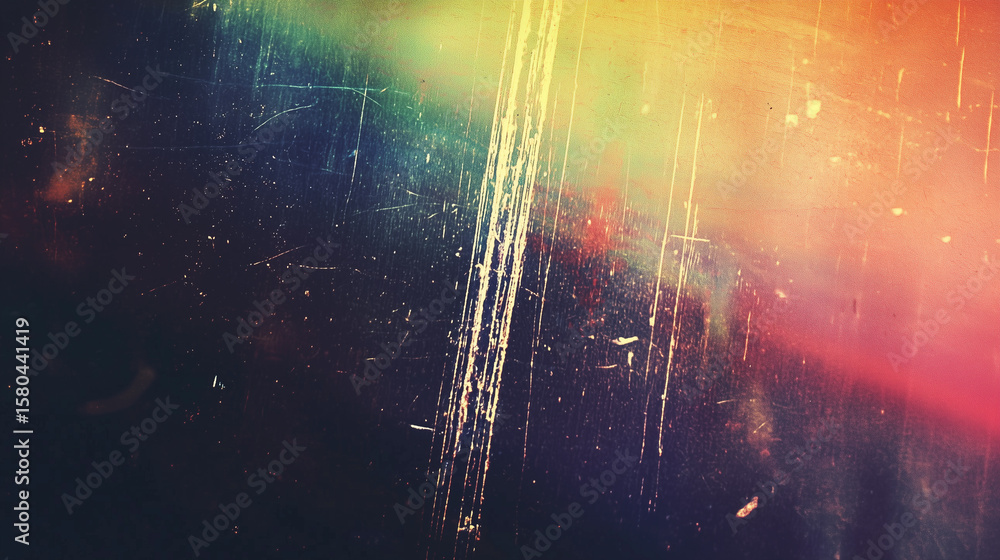 Poster abstract scratched texture with colorful gradient and light effects