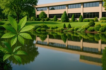 Mirror image of lush greenery