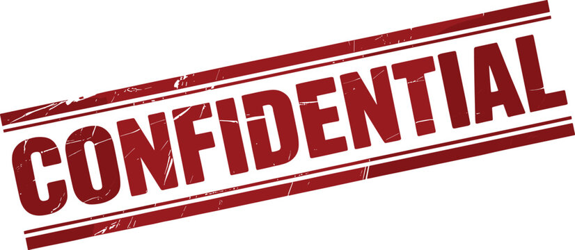 Red Confidential Rubber Stamp Seal, Indicating Secret, Private, and Restricted Information