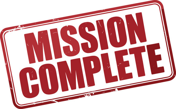 Red Mission Complete Rubber Stamp Seal, Signifying Successful Task Execution and Finalization