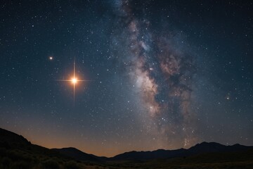 Fototapeta premium Glittering Red Planet and the Galaxy Beyond