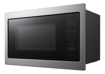 A compact built-in microwave with a trim kit, perfect for saving counter space in a small city apartment.