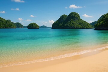 Fototapeta premium Beautiful coastal landscape with lush islands and tranquil sea views