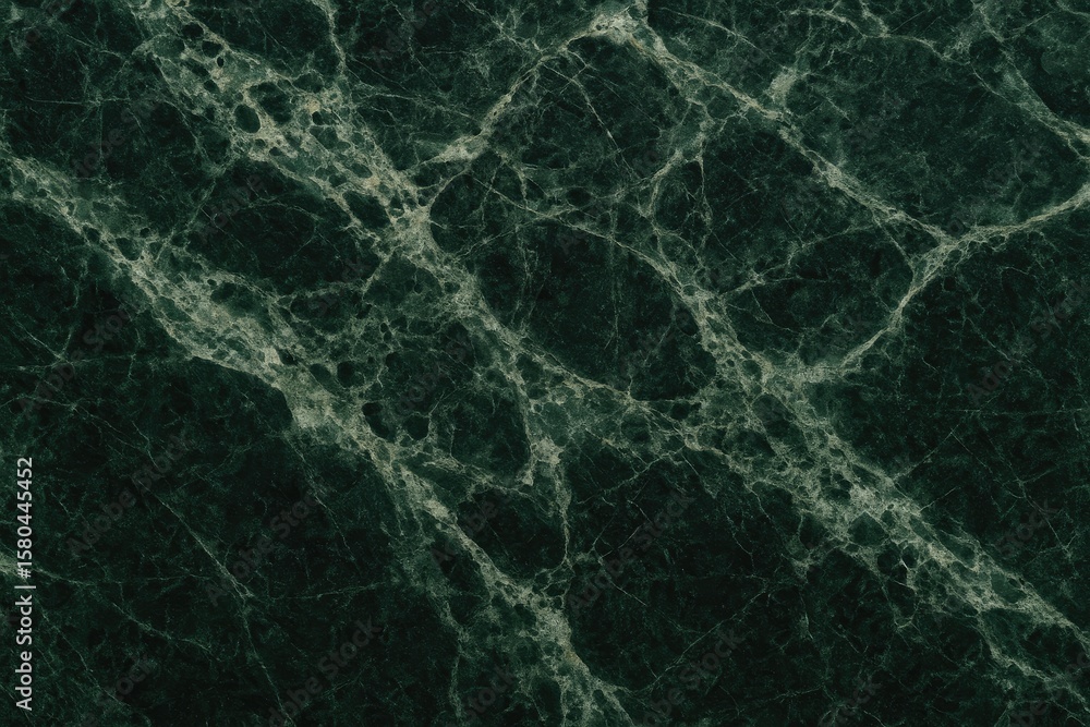 Poster close-up of serpentinite mineral with intricate pattern on a deep green background