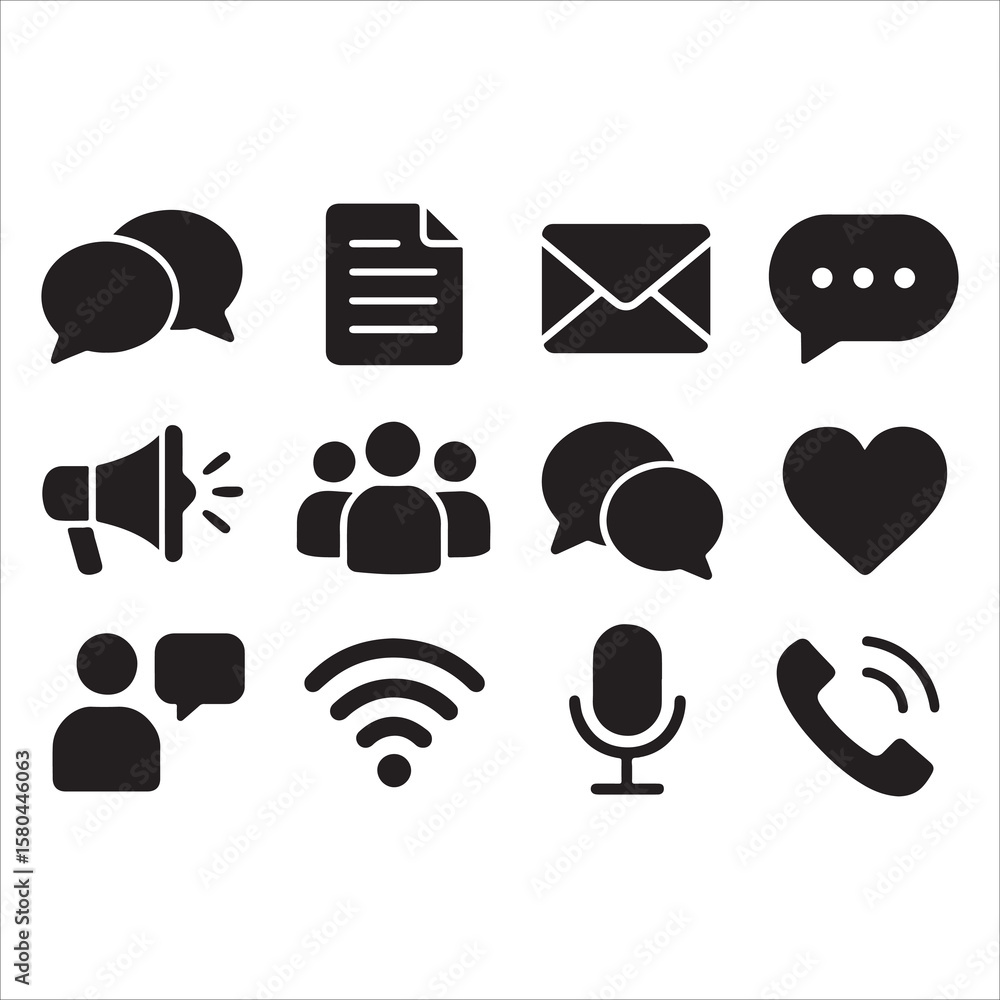 Poster social media network icons vector set for web and mobile communication
