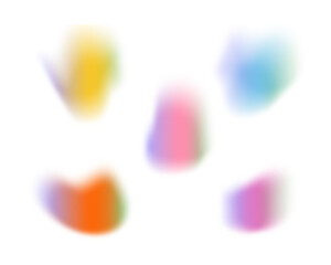 Abstract Colorful Gradient Shapes on Black Background Five Irregular Organic Forms Pastel Rainbow Hues