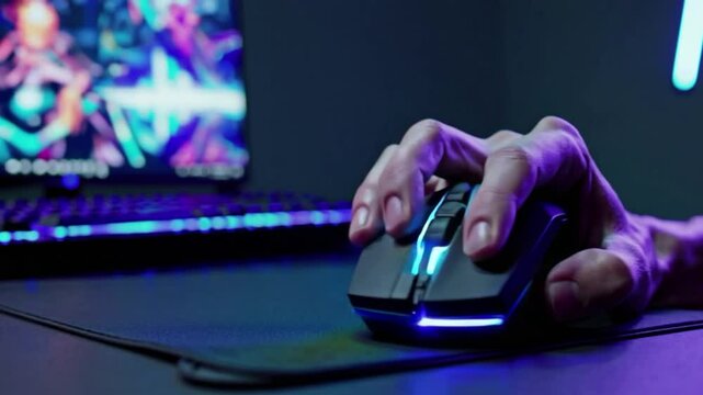 Quick click on gaming mouse, showcasing speed and precision