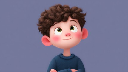 Fototapeta premium Young Boy Character in Casual Outfit
