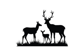 Naklejka premium Deer Head Side View Silhouette