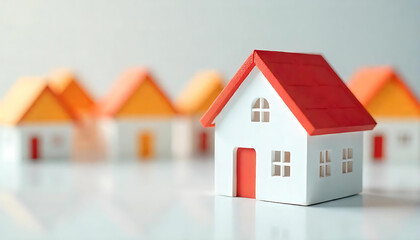 Close-up of Miniature Houses with Blurred Depth